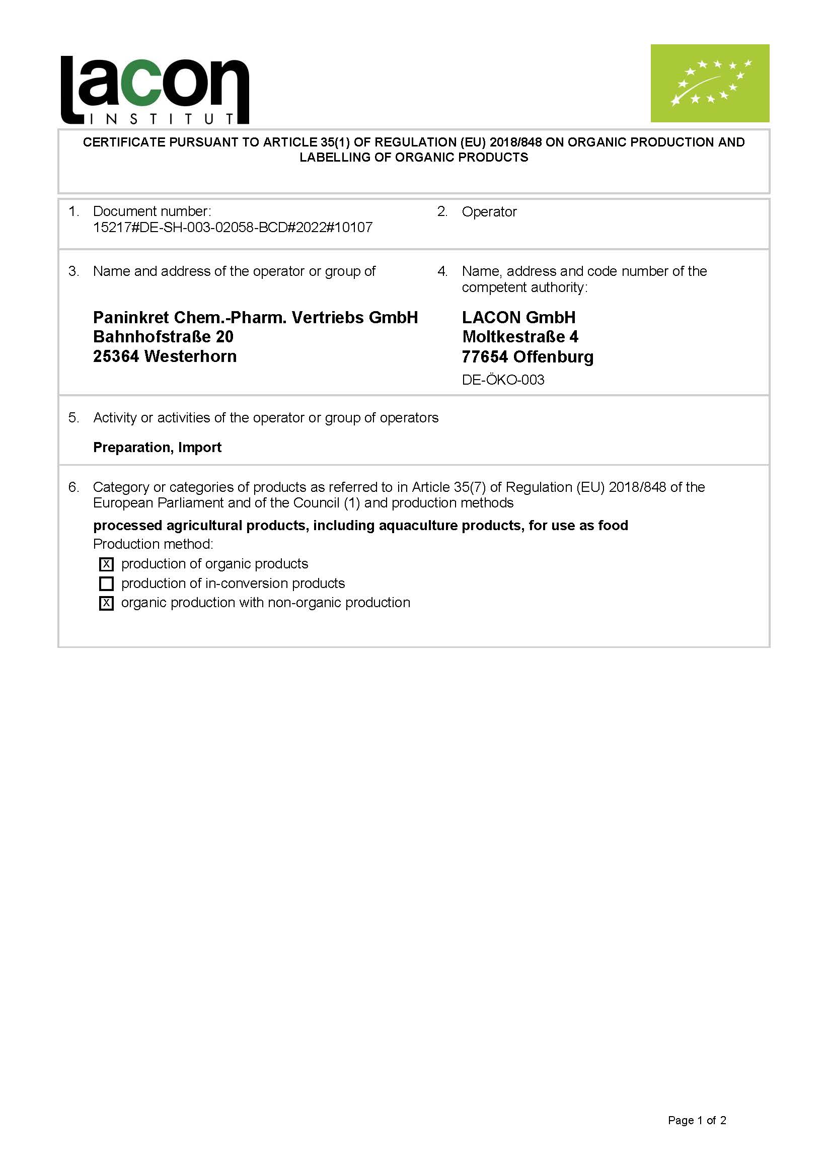 organic certificate